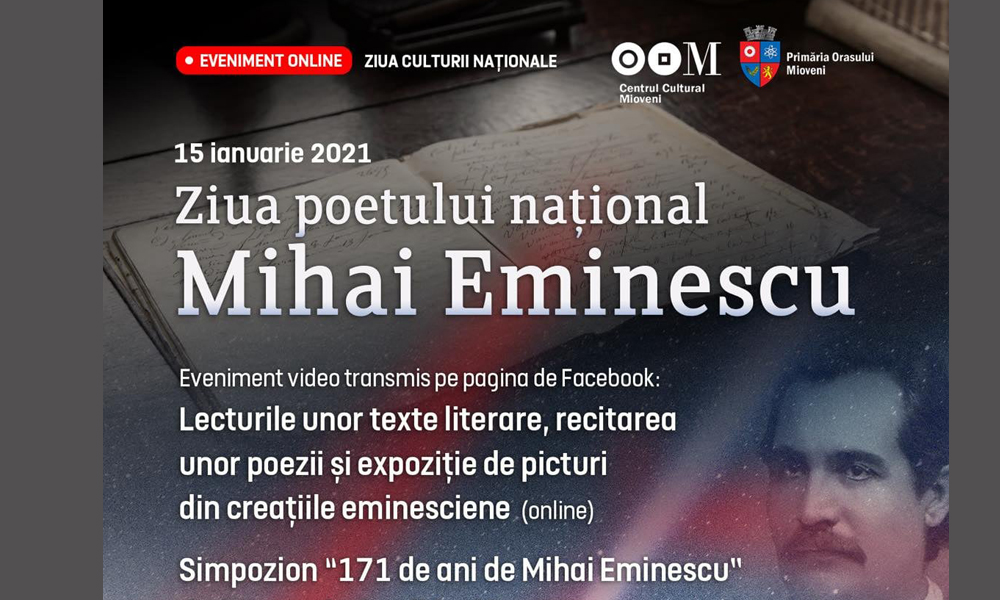 Mioveni:15 ianuarie Ziua Culturii Naţionale - sărbătorită la 171 de ani de la naşterea lui Eminescu