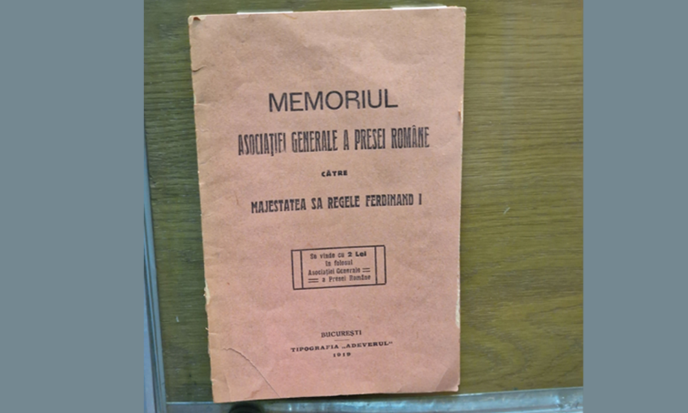 Asociația Generală a Presei Române, document de la 1919